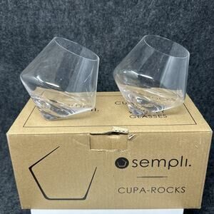 Sempli 2 Pc Cupa Rocks Hand Blown Crystal Whiskey Roly Poly Glasses Unique Gift